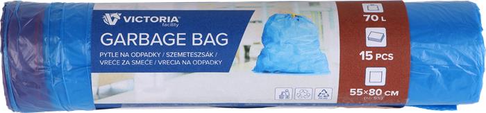 Vrecia na odpadky, zaťahovacie, 70 l, 15 ks, VICTORIA FACILITY