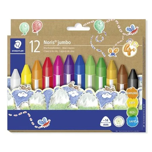 Voskovky, hrubé, trojhranné, STAEDTLER "Noris® jumbo 228 14", 12 rôznych farieb