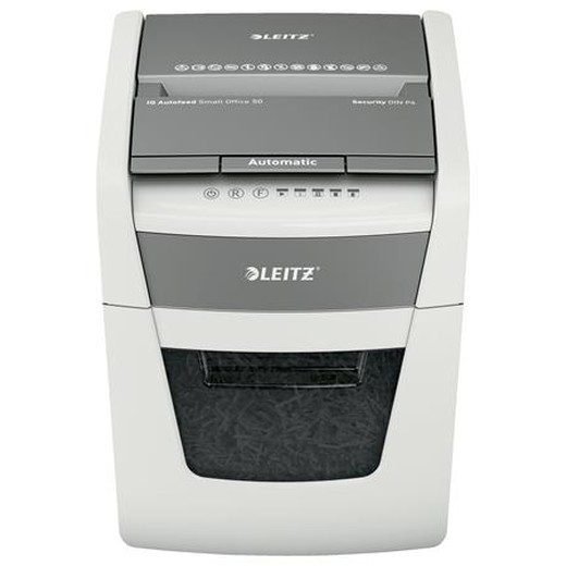 Skartovací stroj, krížový rez, 50 listov, LEITZ "IQ AutoFeed SmallOffice 50 P4 Pro"