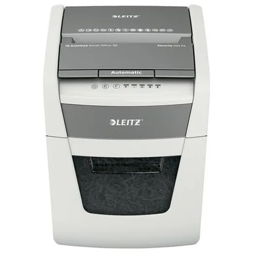 Skartovací stroj, krížový rez, 50 listov, LEITZ "IQ AutoFeed SmallOffice 50 P4 Pro"