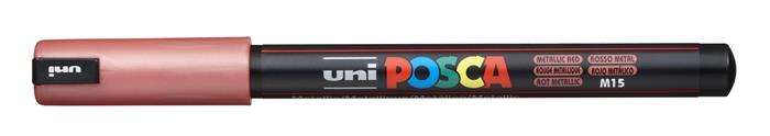 Dekoračný popisovač, 0,7 mm, UNI "Posca PC-1MR", metalická červená