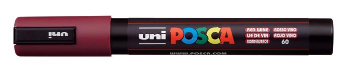 Dekoračný popisovač, 1,8-2,5 mm, UNI "Posca PC-5M", vínovo červený (60)