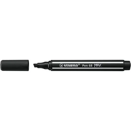 Fixka, 1-5 mm, zrezaný hrot, STABILO "Pen 68 MAX", čierna