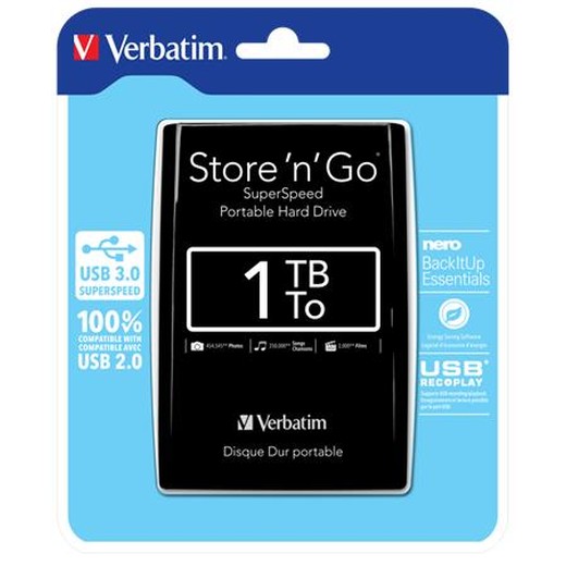 2,5" HDD (pevný disk), 1TB, USB 3.0, VERBATIM, čierny
