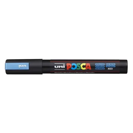 Dekoračný popisovač, 1,8-2,5 mm, UNI "Posca PC-5M", metalický modrý (M33)