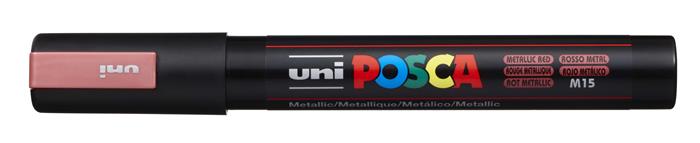 Dekoračný popisovač, 1,8-2,5 mm, UNI "Posca PC-5M", metalický červenáý (15)