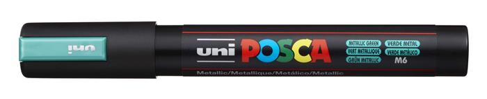 Dekoračný popisovač, 1,8-2,5 mm, UNI "Posca PC-5M", metalický zelený (M6)