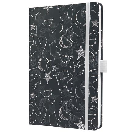 Zápisník, exkluzívny, 135x203 mm, linajkový, 87 listov, tvrdá obálka, SIGEL "Jolie", Cosmic Fantasy Black