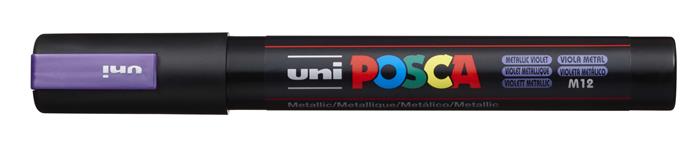 Dekoračný popisovač, 1,8-2,5 mm, UNI "Posca PC-5M", metalický fialový (M12)