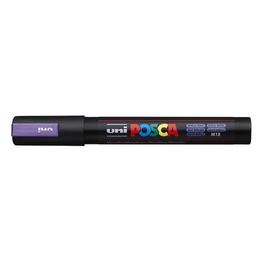 Dekoračný popisovač, 1,8-2,5 mm, UNI "Posca PC-5M", metalický fialový (M12)