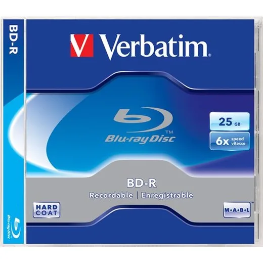 BD-R Blu-Ray disk, 25GB, 6x, 1 ks, klasický obal, VERBATIM