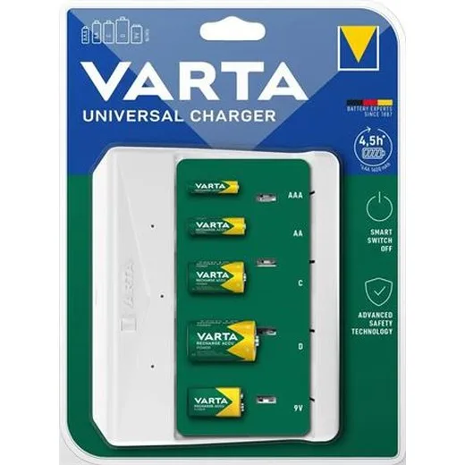 Nabíjačka batérií, univerzálna, bez batérií, VARTA "Universal", biela