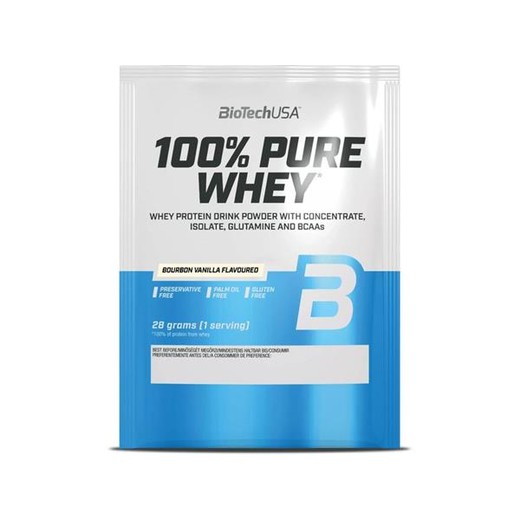 Srvátkový proteínový prášok, 28g, BIOTECH USA "100% Pure Whey", bourbon vanilka