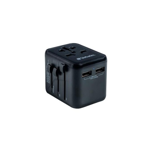 Cestovný adaptér, univerzálny, 2xUSB, VERBATIM "UTA-01"