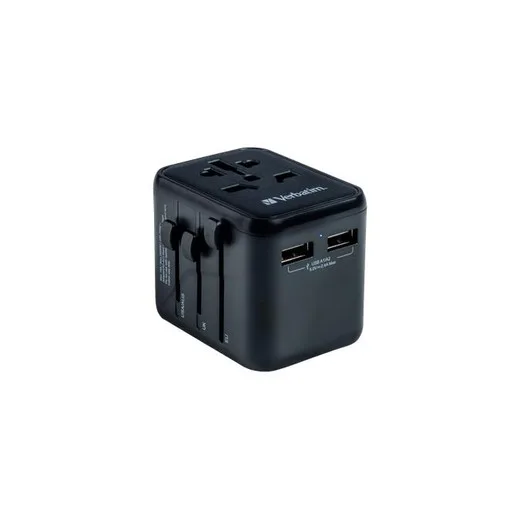 Cestovný adaptér, univerzálny, 2xUSB, VERBATIM "UTA-01"