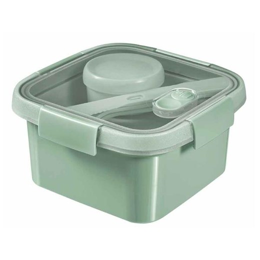 Dóza na potraviny, držiak na omáčku, s príborom, hranatá, plastová, 1,1 l, CURVER "Smart Eco", svetlozelená