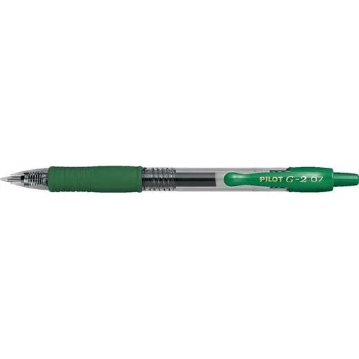 Gélové pero, 0,32 mm, stláčací mechanizmus, PILOT "G-2", zelené