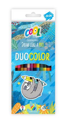 Farebné ceruzky, sada, trojhranné, obojstranné, COOL BY VICTORIA "Duocolor", 24 rôznych farieb