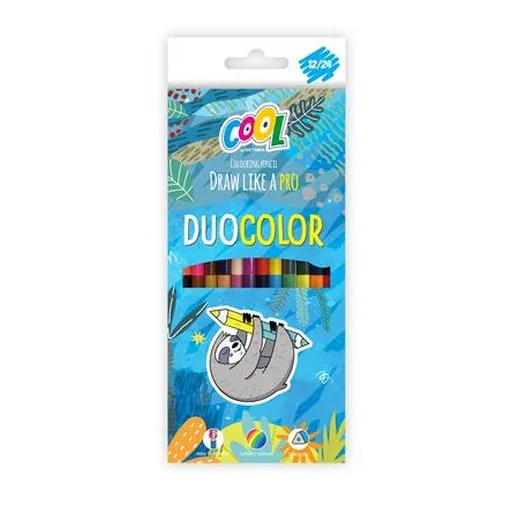 Farebné ceruzky, sada, trojhranné, obojstranné, COOL BY VICTORIA "Duocolor", 24 rôznych farieb