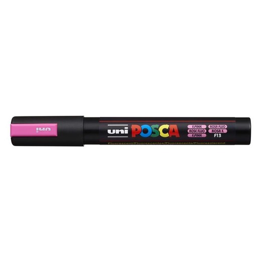 Dekoračný popisovač, 1,8-2,5 mm, UNI "Posca PC-5M", fluo ružový (F13)