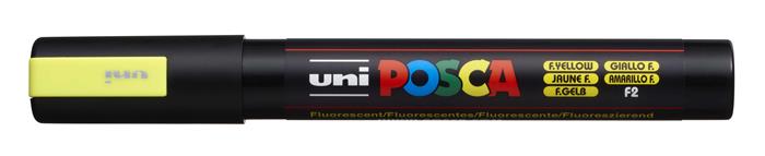 Dekoračný popisovač, 1,8-2,5 mm, UNI "Posca PC-5M", fluo žltý (F2)