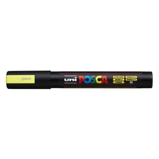 Dekoračný popisovač, 1,8-2,5 mm, UNI "Posca PC-5M", fluo žltý (F2)