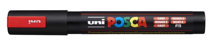Dekoračný popisovač, 1,8-2,5 mm, UNI "Posca PC-5M", fluo červený (F15)