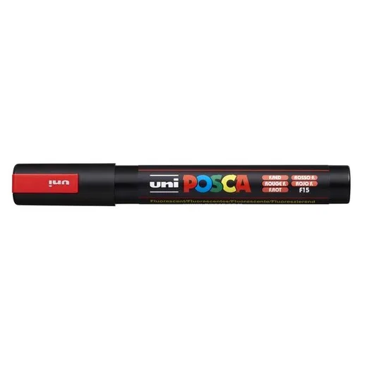 Dekoračný popisovač, 1,8-2,5 mm, UNI "Posca PC-5M", fluo červený (F15)