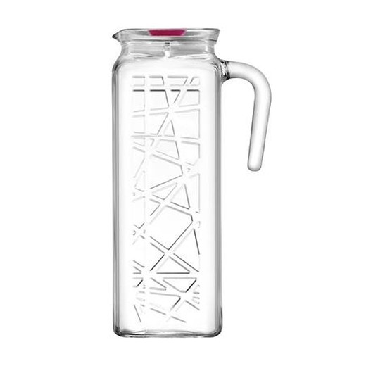 Sklenený džbán s vekom, hranatý, 1 l