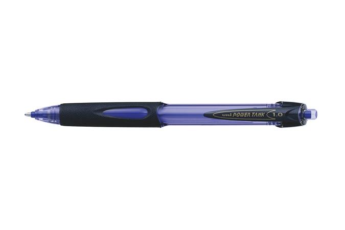 Guľôčkové pero, 0,4 mm, stláčací mechanizmus, UNI "SN-220 Powertank", modrá