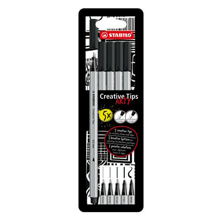 Liner, sada, STABILO "Creative Tips ARTY", čierna, 5 rôznych hrúbok