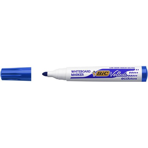 Popisovač na flipchart a tabuľu, 1,4 mm, kužeľový hrot, BIC" Velleda ecolutions", modrá
