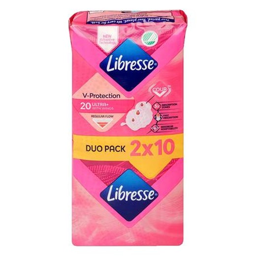 Hygienické vložky, ultra normal, s krídelkami, 2x10 ks, LIBRESSE