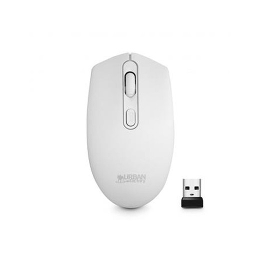 Myš, bezdrôtová, optická, stredná veľkosť, USB, URBAN FACTORY "Free Color", biela
