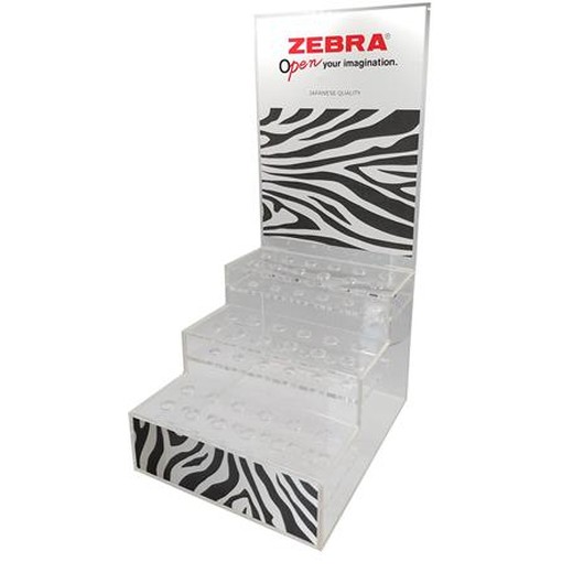 Displej, akryl, 12,5x15x26 cm, ZEBRA, prázdny