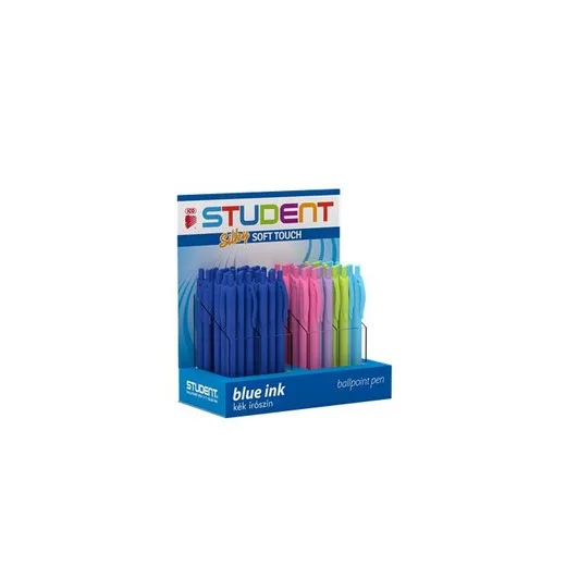 Guľôčkové pero, displej, 0,7 mm, stlačací mechanizmus, rôzne telo, ICO "Student", modrá