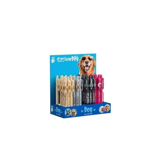 Guľôčkové pero, displej, 0,8 mm, stláčací mechanizmus, telo pera: psík, ICO "Dog", modrá