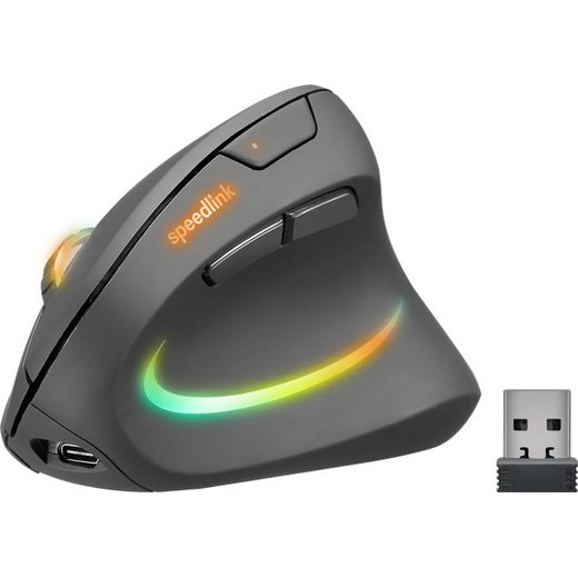 Myš, bezdrôtová, optická, vertikálna, USB, SPEEDLINK "Piavo Pro", čierna