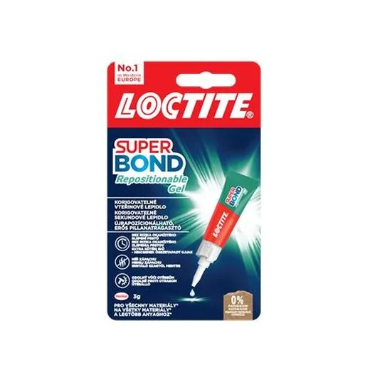 Sekundové lepidlo, gél, 3 g, HENKEL "Loctite Super Bond Repositionable Gel"