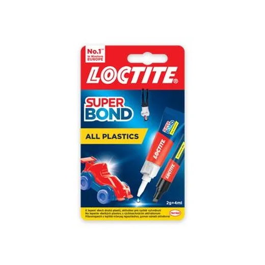 Sekundové lepidlo, gél, 2 g + 4 ml, HENKEL "Loctite Super Bond Plastik"
