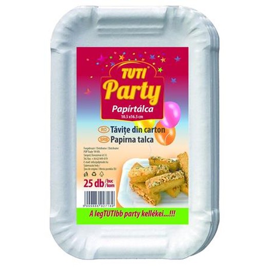 Papierová tácka, 10,5x16,5 cm, 25 ks, TUTI "Party"