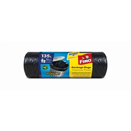 Vrecia na odpadky, 135 l, 10 ks, 70x107 cm, 28 µ, FINO "Power", čierna