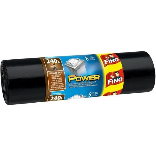 Vrecia na odpadky, 240 l, 8 ks, 118x145 cm, 43 µ, FINO "Power"