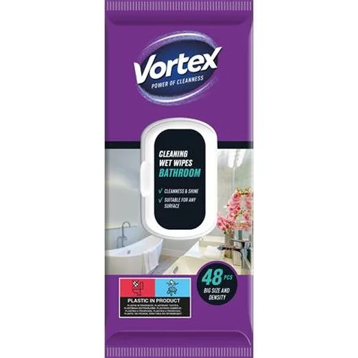 Vlhčené utierky, do kúpeľne, 48 ks, VORTEX