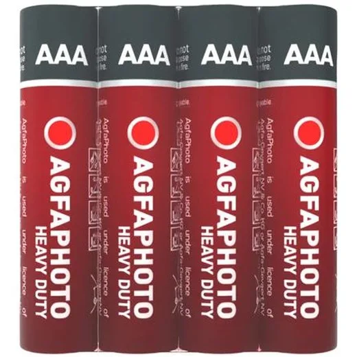 Batéria, AAA, 4 ks, (zinko-uhlíková), zmršťovacia fólia, AGFAPHOTO "Heavy Duty"