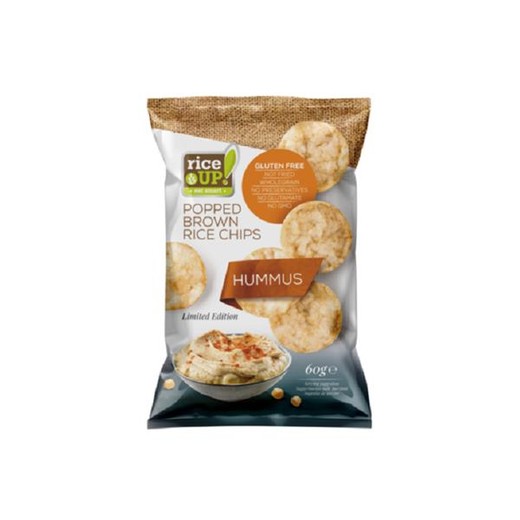 Ryžové chipsy, z hnedej ryže, 60 g, RICE UP, hummus