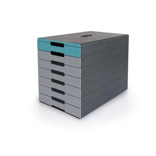 Zásuvkový box, plastový, 7 zásuviek, DURALBE "Idealbox pro 7", modrá