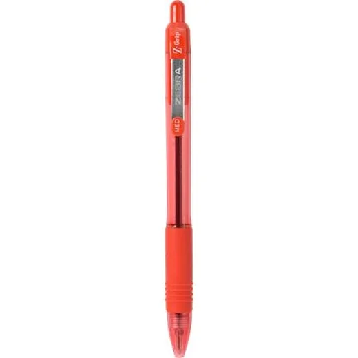 Guľôčkové pero, 0,27 mm, stláčací mechanizmus, ZEBRA "Z-Grip", červená