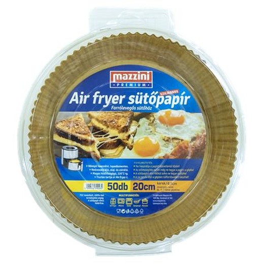 Papier na pečenie, silikónový, pre zariadenie Air Fryer, okrúhly, 20 cm, 50 ks, MAZZINI "Premium"