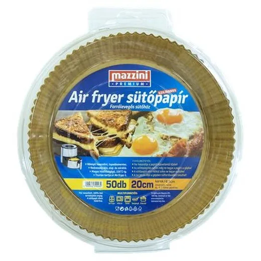 Papier na pečenie, silikónový, pre zariadenie Air Fryer, okrúhly, 20 cm, 50 ks, MAZZINI "Premium"